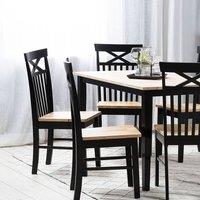 Wyld and Coco Set 2 Rubberwood Dining Chairs Black and Light Wood Ergonomic