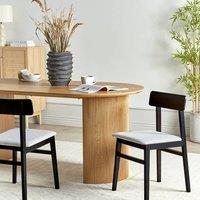Wyld and Coco Set of 2 Dining Chairs - Black Rubberwood Frame Light Grey Seat