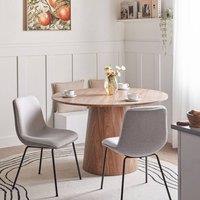 Wyld and Coco Set of 2 Armless Dining Chairs Light Grey Woven Fabric
