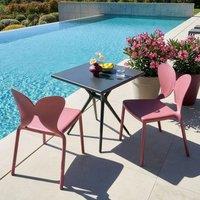 Wyld and Coco Pink Plastic Garden Chairs Set of 2 - Butterfly Backrest