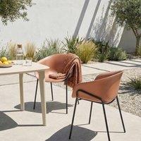 Wyld and Coco 2-Pack Brown Polypropylene Garden Chairs with Black Metal Legs