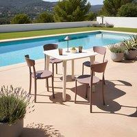Wyld and Coco Garden Chair Set 4 Brown Polypropylene Lightweight Weather