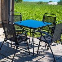 Wyld and Coco Black Foldable Garden Chairs Set 4 Weather Resistant UV Proof