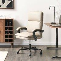 Wyld and Coco Executive Office Chair - Beige Faux Leather Height Adjustable