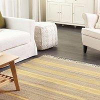 Wyld and Coco Handwoven Jute Dhurrie Rug with Tassels Beige and Yellow 160 x 230 cm | Size: 160 cm x 230 cm