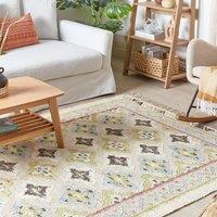 Wyld and Coco Handwoven Multicolour Jute Rug 140 x 200 cm with Tassels | Size: 140 cm x 200 cm