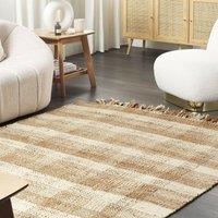 Wyld and Coco Jute Area Rug Beige 140 x 200 cm Tassels Geometric | Size: 140 cm x 200 cm