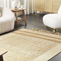 Wyld and Coco Handwoven Jute Rug 140 x 200 cm Beige - Boho Tassel Accent | Size: 140 cm x 200 cm