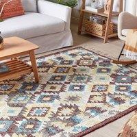 Wyld and Coco Handwoven Multicolour Jute and Cotton Rug 140 x 200 cm with Tassels | Size: 140 cm x 200 cm