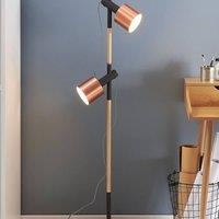 Wyld and Coco Floor Lamp Black Copper 125 cm Adjustable Round Spotlights