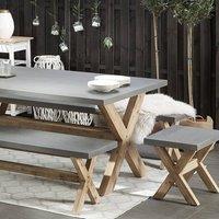 Wyld and Coco Acacia Outdoor Stool - Grey Fibre Cement Seat