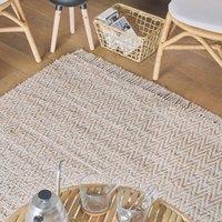 Wyld and Coco Handwoven Beige Jute Cotton Rug 140 x 200 cm Fringed | Size: 140 cm x 200 cm
