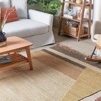 Wyld and Coco Jute Geometric Area Rug 140 x 200 cm Brown Rustic Boho | Size: 140 cm x 200 cm