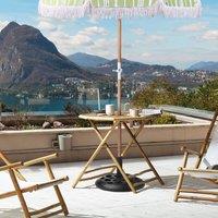 Wyld and Coco 150 cm Tilting Round Garden Parasol Beech Wood Pole Lime Green