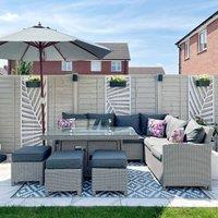 Wyld and Coco Birchwood Garden Parasol Grey Fabric 270 cm Diameter Foldable Outdoor