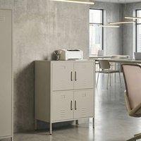 Wyld and Coco Four-Door Wall-Mount Sideboard Cabinet Light Beige