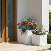 Wyld and Coco Solid White Fibre Clay Square Planter UV Resistant Indoor Outdoor