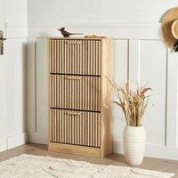 Wyld and Coco Light Wood Shoe Pine Legs 3 Compartment Wall Mounted Hallway in Brown