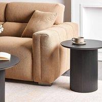 Wyld and Coco Side Table - Black MDF Top Ribbed Steel Base 50 cm