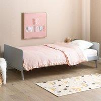 Wyld and Coco Single Bed Frame Grey Pine 90 x 200 cm Slatted Base Scandinavian