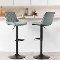 Wyld and Coco Mint Green Velvet Bar Stool Set of 2 - Height Adjustable Swivel