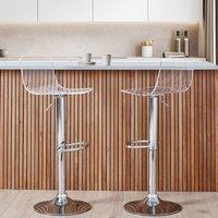 Wyld and Coco Set of 2 Transparent Acrylic Swivel Gas-Lift Bar Stools in Clear