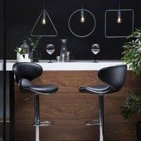 Wyld and Coco Bar Chairs Set of 2 - Black Faux Leather Swivel Stools with Gas Lift