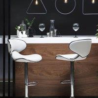Wyld and Coco Bar Chairs Set of 2 White Faux Leather Swivel Gas-Lift