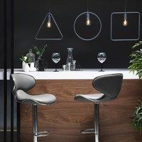 Wyld and Coco Glamour Bar Chairs 2-Pack Grey Faux Leather Swivel Height Adjustable