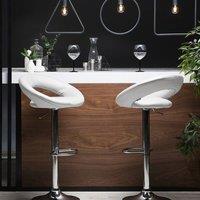 Wyld and Coco Set of 2 White Faux Leather Swivel Bar Stools with Gas Lift