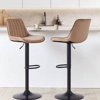 Wyld and Coco Light Brown Velvet Bar Stools 2-Pack - Height Adjustable Swivel