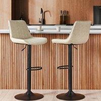 Wyld and Coco Set of 2 Light Beige Faux Leather Height-Adjustable Swivel Stools