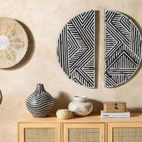 Wyld and Coco Glass Half Circle Wall Art - Black and White Geometric Minimalist