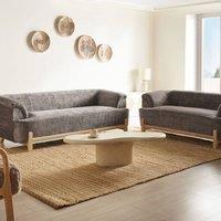 Wyld and Coco 5-Seater Sofa Set - Brown Chenille Eucalyptus Legs