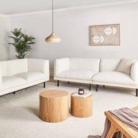 Wyld and Coco 5-Seater Off-White Boucle Sofa Set with Chrome Metal Legs in White