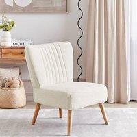 Wyld and Coco Armless Chair White Boucle Vertical Tufting
