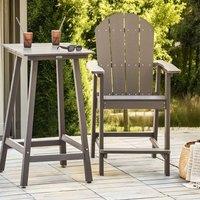Wyld and Coco Veranda Garden Bar Chair Dark Grey Faux Wood Weatherproof Outdoor