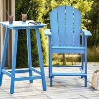 Wyld and Coco Garden Bar Chair - Blue Faux-Wood Weather-Resistant