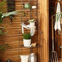 Wyld and Coco Black Corner Ladder Shelf Foldable 4 Shelf Powder Coat Iron Plant
