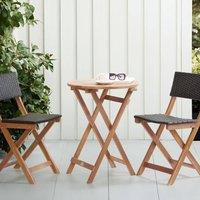 Wyld and Coco Acacia Wood 3-Piece Folding Bistro Set Brown