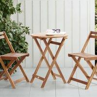 Wyld and Coco 3-Piece Folding Bistro Set - Solid Acacia Wood Brown