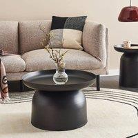 Wyld and Coco Black Round Metal Coffee Table - Geometric Industrial Accent