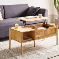 Wyld and Coco Bamboo and Rattan Lift-Top Coffee Table 99 x 48 cm with Storage in Natural