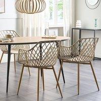 Wyld and Coco Nordic Dining Chairs Set of 2 - Beige Synthetic Seat Open Net Back