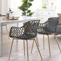 Wyld and Coco 2-Pack Dining Chairs Black Open Net Back