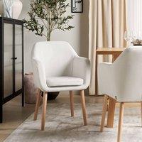 Wyld and Coco Prestige Dining Chair White Velvet Upholstery Armrests Solid