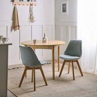 Wyld and Coco Mint Green Dining Chairs Set of 2 - Padded Upholstery Beechwood Legs