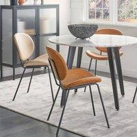 Wyld and Coco Set of 2 Armless Dining Chairs - Golden Brown Faux PU Leather