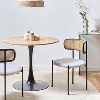 Wyld and Coco Set 2 Accent Dining Chairs Black Iron Grey Fabric Seats Viennese
