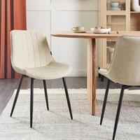 Wyld and Coco Light Beige Armless Faux Leather Dining Chairs Set of 2 Modern